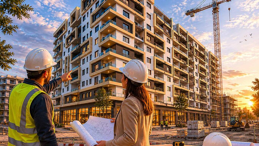 Résidence haut standing à Oran réalisée par SARL Building avec architecture moderne, appartements spacieux et aménagements paysagers.